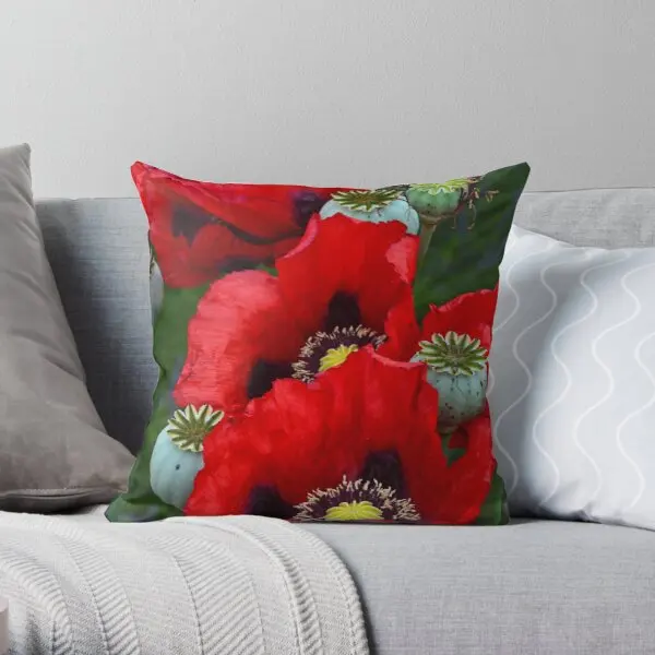 

Red Flowers Printing Throw Pillow Cover Bedroom Decorative Fashion Throw Anime Sofa Hotel Decor Soft Pillows not include