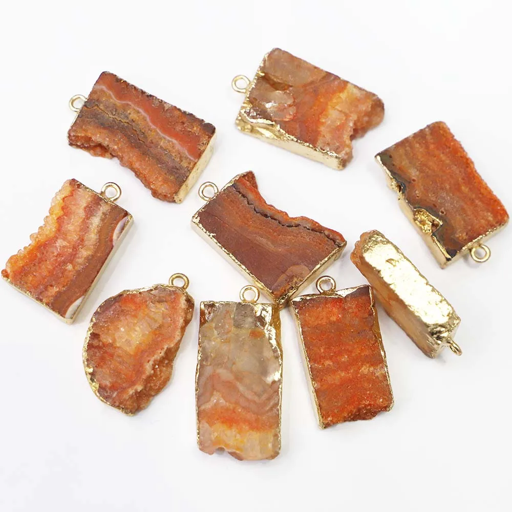 

New Natural Stone Tooth Cluster Irregularity Pendants Rough Yellow Crystal Necklace Charms DIY Jewelry Accessorie Wholesale 7Pcs