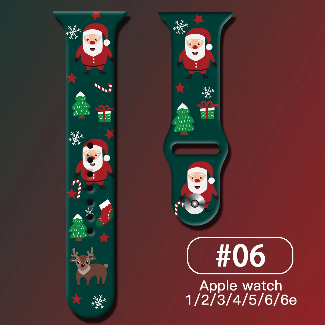 

Apple Watch Strap Silicone Strap SE S8 7 6 5 4 3 38MM 40MM 41MM 49MM 44MM 45MM Christmas Printed Silicone Bracelet Strap iWatch