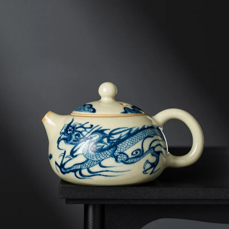 Традиционный синий и белый чайник с рисунком дракона Xi Shi 180 мл для домашнего