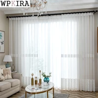 light luxury lace sheer curtain for living room white embroidery mesh finished drape kitchen partition bay window s159e