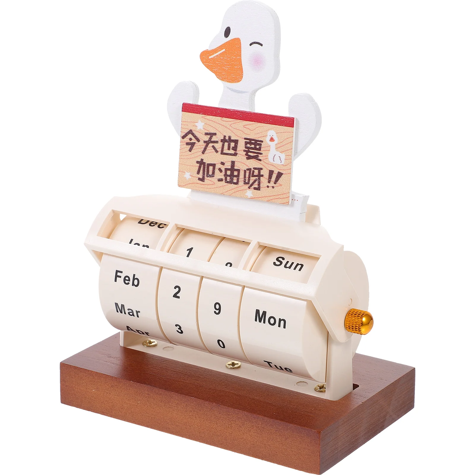 

Perpetual Calendar Cartoon Table Office Decor Home Supply Solid Wood Block Household Standing