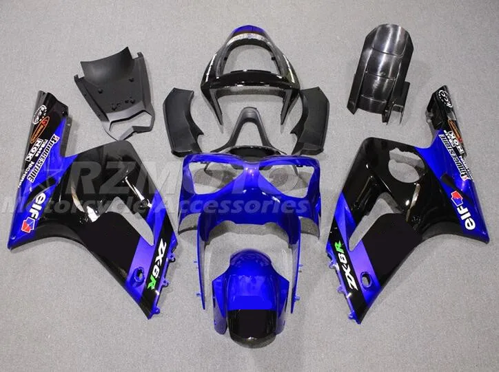 

4 подарка, новинка, Обтекатели для велосипеда из АБС-пластика, подходят для kawasaki Ninja ZX-6R ZX6R 636 2003 2004 03 04, комплект кузова синего цвета