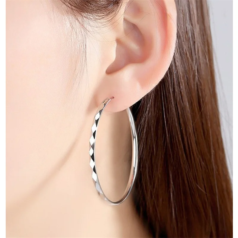 Простые Модные большие круглые серьги-кольца для женщин винтажные Серебристые