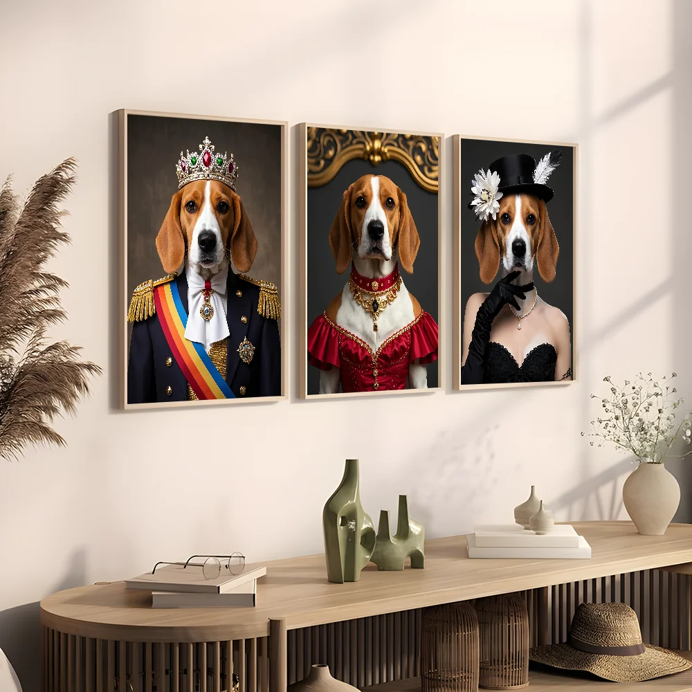 Бигль Собака Домашнее животное Портрет Ретро Плакат Липкая Настенная