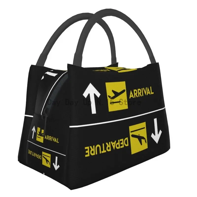 

Aviation Departures Arrivals Insulated Lunch Bag for Women Waterproof Aviator Pilot Thermal Cooler Lunch Tote Box Picnic Bags