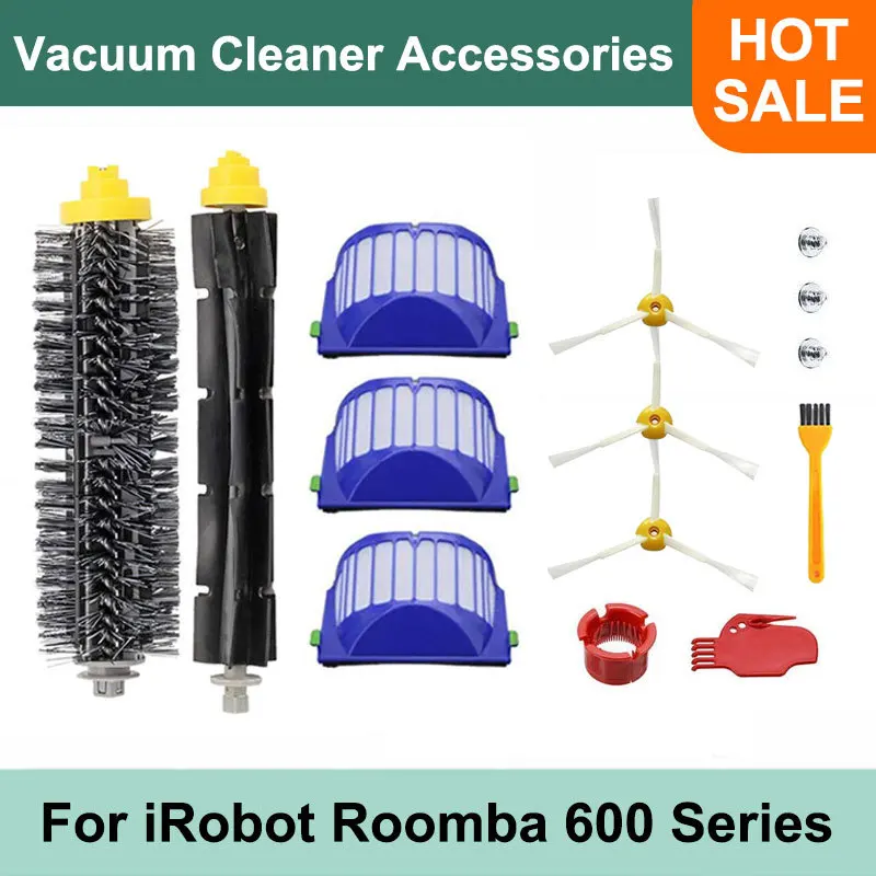 

Для iRobot Roomba 600 Series 610 620 625 630 650 660 пылесос с насадкой из щетины, фильтр, основная боковая щетка, запасная часть