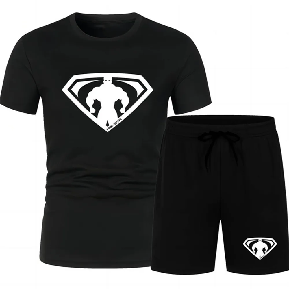 

Футболка мужская с принтом героев аниме, модная спортивная уличная одежда для отдыха, Пляжные штаны с коротким рукавом, костюм свободного покроя, быстросохнущая, четыре сезона