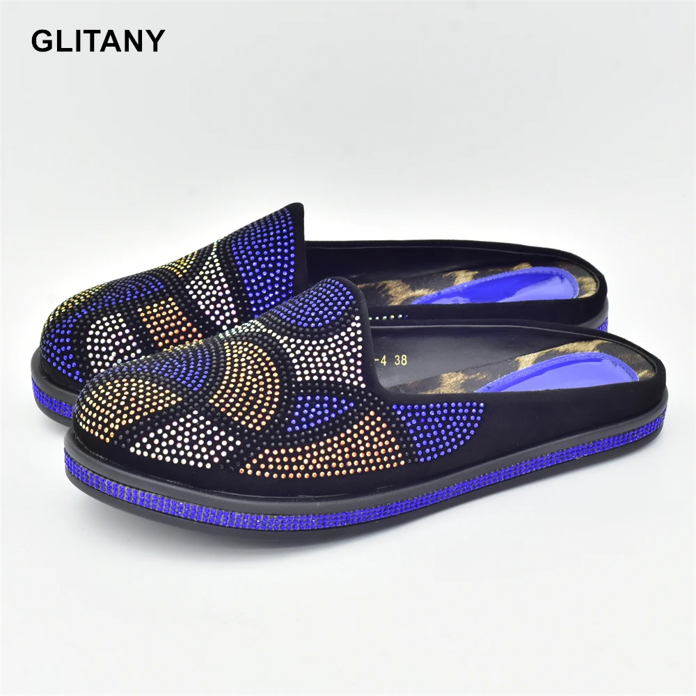 

Fashion Women Mules Half Closed Slippers for Lady Female Shoe Bling Bling Rhinestone Sparkly Woman Shoe Light Comfy Walking Shoe