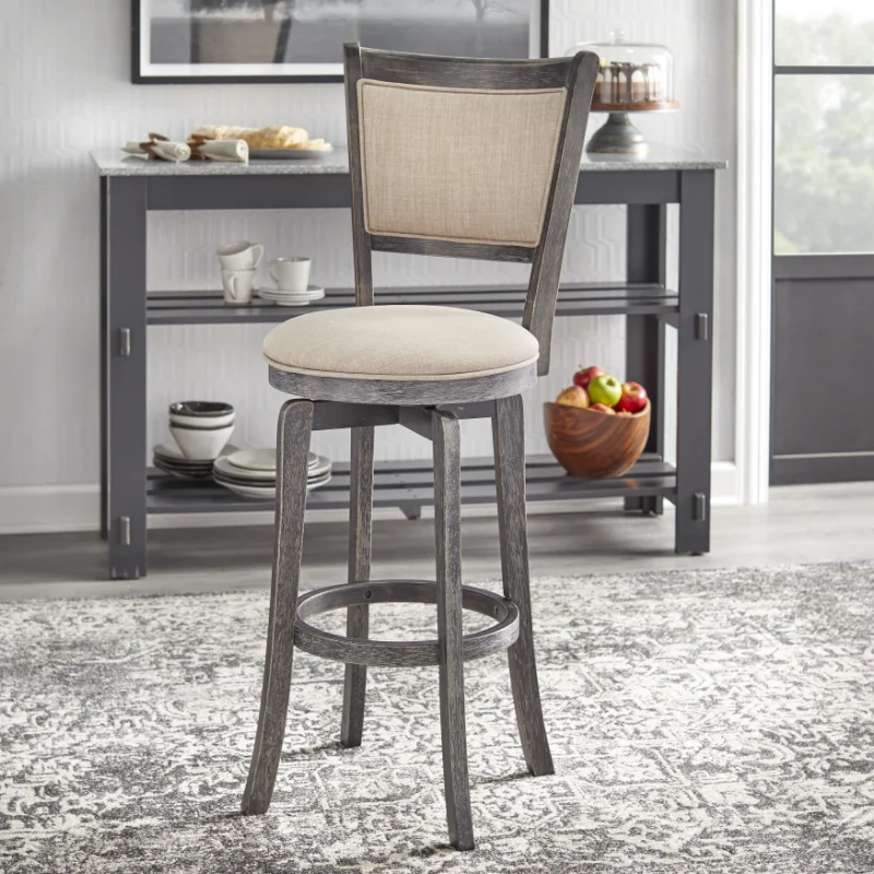

French Country 30-inch Grey Swivel Bar stool
