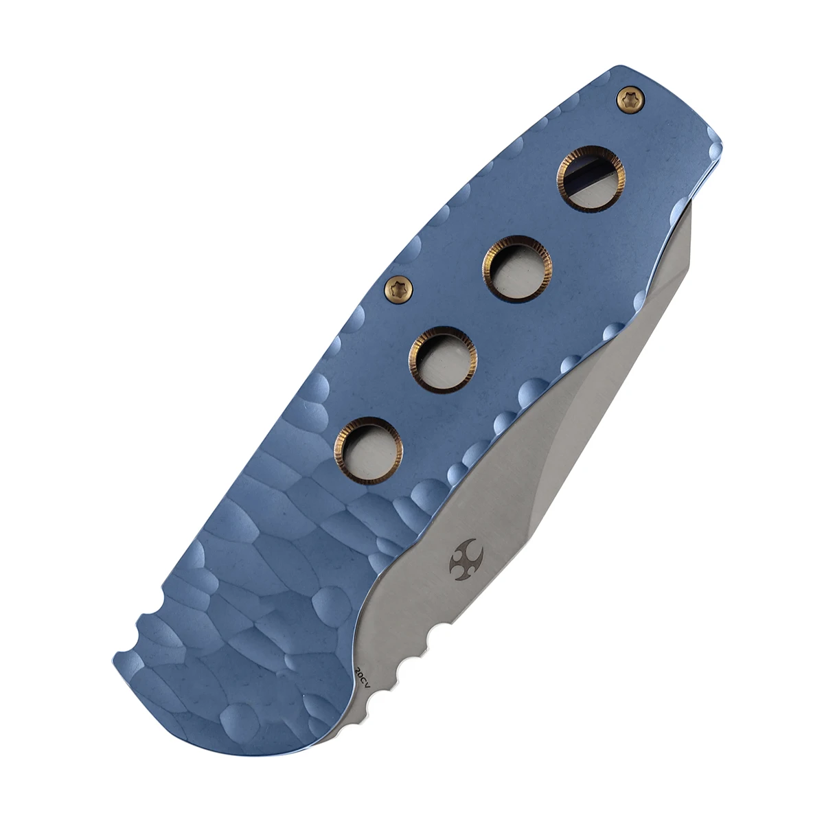 Фото Складной нож Kansept K1110 CAVEMAN с клинком 3,57 дюйма из дамасской стали/CPM 20CV и титановой рукоятью с ЧПУ-обработкой и узором под камень №5