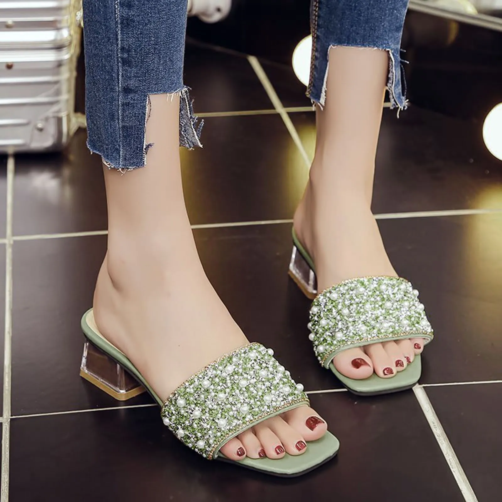 

Wedge Sandals for Women White Heel Wedge Flowers Sandals Mouth Strap Buckle Breathable Ladies Strap Sandals for Women Flat