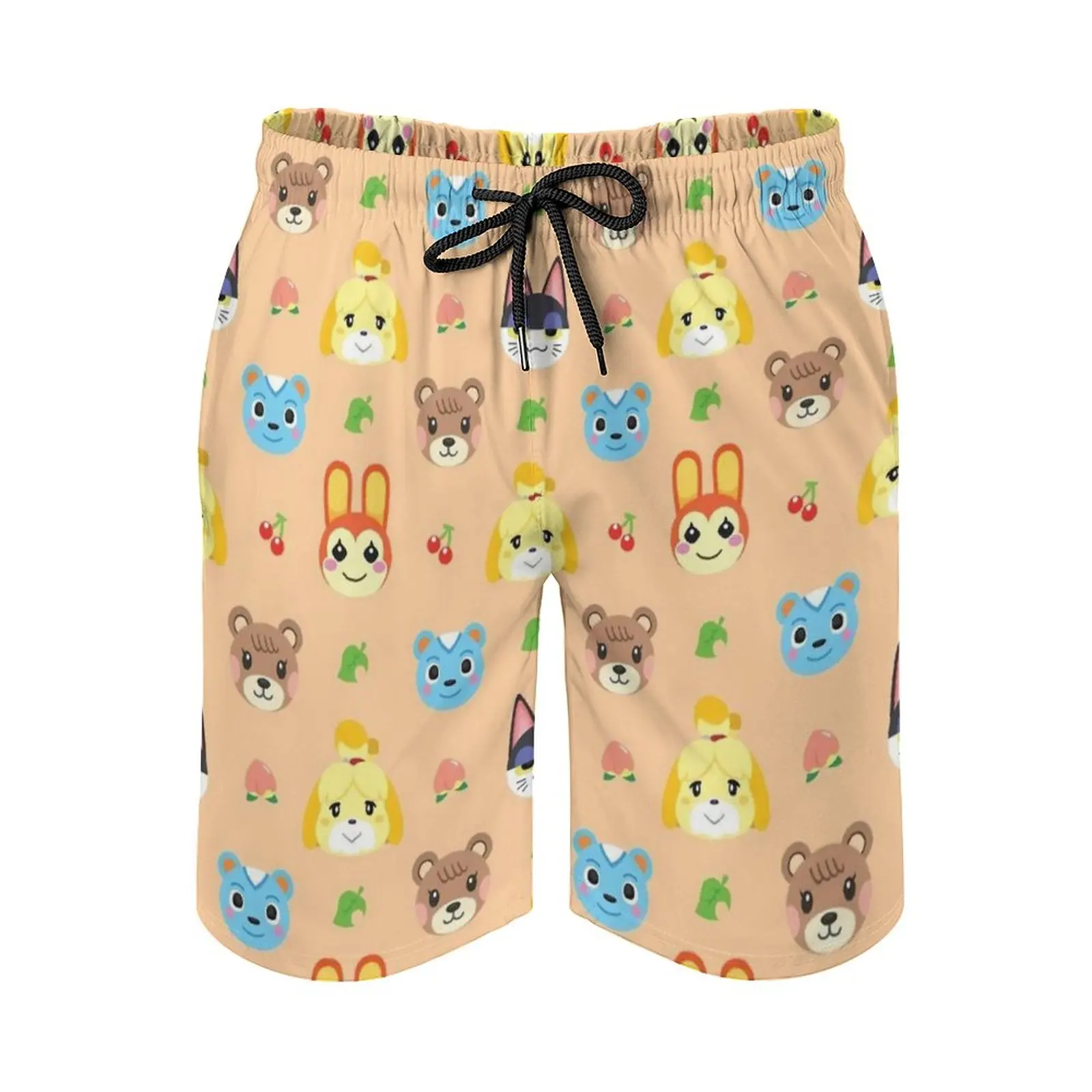 

Pattern-Peach Men's Beach Shorts 3D Printing Loose Surf Board Shorts Beachwear Acnl Acnh Isabelle Bunnie Filbert Punchy Maple