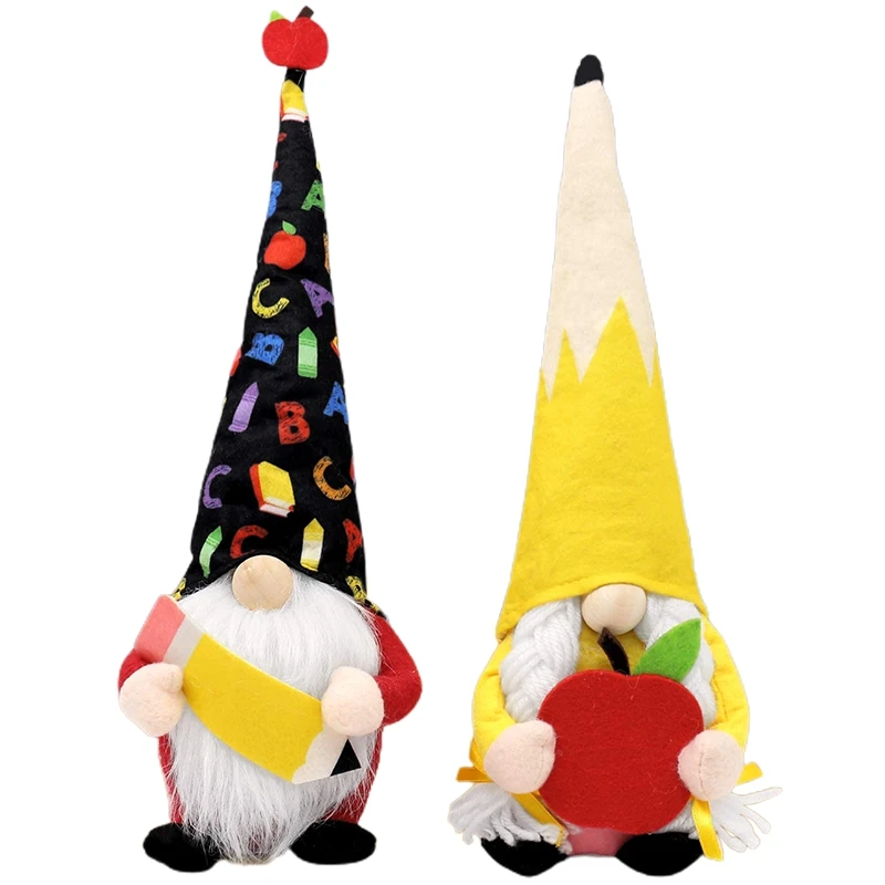 

Set Of 2 Teacher Appreciation Swedish Gnomes Gift Back To School Apple Pencil Plush Handmade Dolls