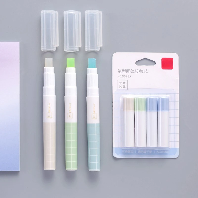 

Pen Shape Adhesives Glue DIY Hand Work Solid Color Glue Stick DIY Scrapbooking Jelly Color Glue Stick for School Office Supply