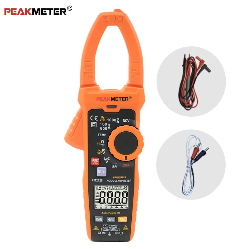 

2022 Hot selling PM2128 Auto range clamp Meter multimeter AC DC Voltage Current measurement NCV Temperature test
