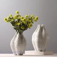 ceramic vase hole hollow out dot pattern handmade ceramic ceramic crafts flower vase abstract geometric home decoration