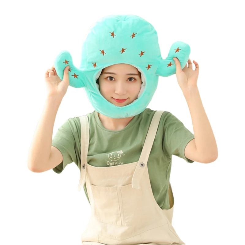 

Милая плюшевая искусственная кожа в форме кактуса, забавная звезда с вышивкой, 3D искусственная игрушка, головной убор, теплая шапка, костюм ...