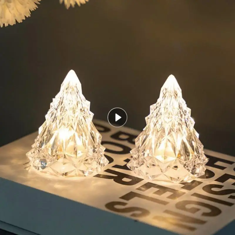 

1Pc Diamond Table Lamp LED Crystal Atmosphere Lamp Portable Iceberg Night Light Christmas Tree Electronic Candle Creative Gift