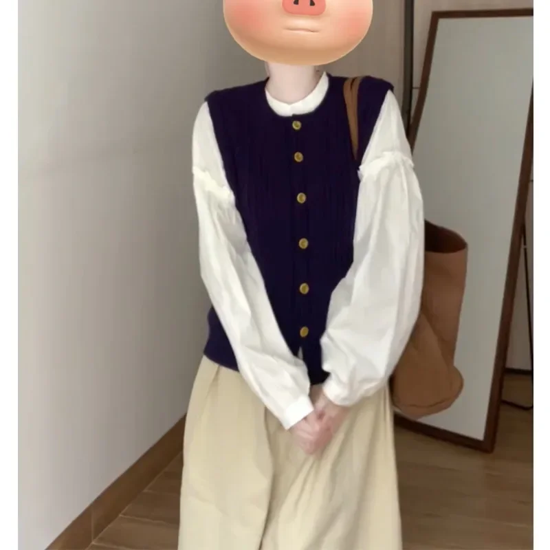 Элегантный вязаный свитер жилет кардиган с длинным рукавом женская мода 2024