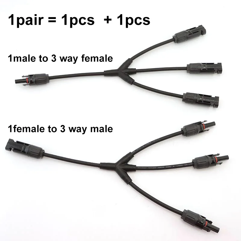 

1 пара от 3 до 1, мужской, женский, Y-образный Разъем солнечной ветви с 4 мм, 2 шт. кабеля MMMF /FFFM, одобрен для солнечной системы Pv TUV