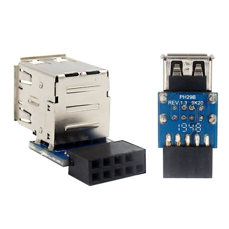 

USB 2,0 материнская плата для настольного компьютера, 9 контактов, материнская плата на 2 порта USB 2,0, двойной USB A 9 контактов, переходник-конверте...