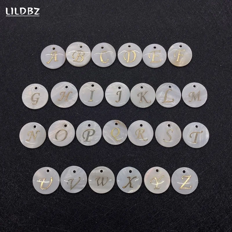 

10pcs/bag Natural Shell Letter Necklace Pendant 15mm White Butterfly Shell A-Z Letter Pendant Suitable DIY Bracelet Accessories