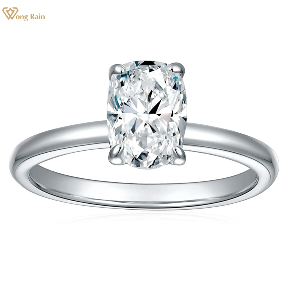 

Wong Rain Classic 100% 925 Sterling Silver 6*9MM Oval Real Moissanite 3EX VVS1 Diamond Gemstone GRA Ring Engagement Fine Jewelry