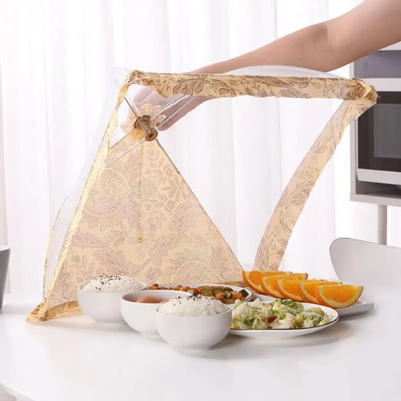

Dustproof Food Mesh Cover Serving Tent Basket Tray Fruit Vegetable Bread Storage Basket Simple Foldable Outdoor Kitchen Supplies