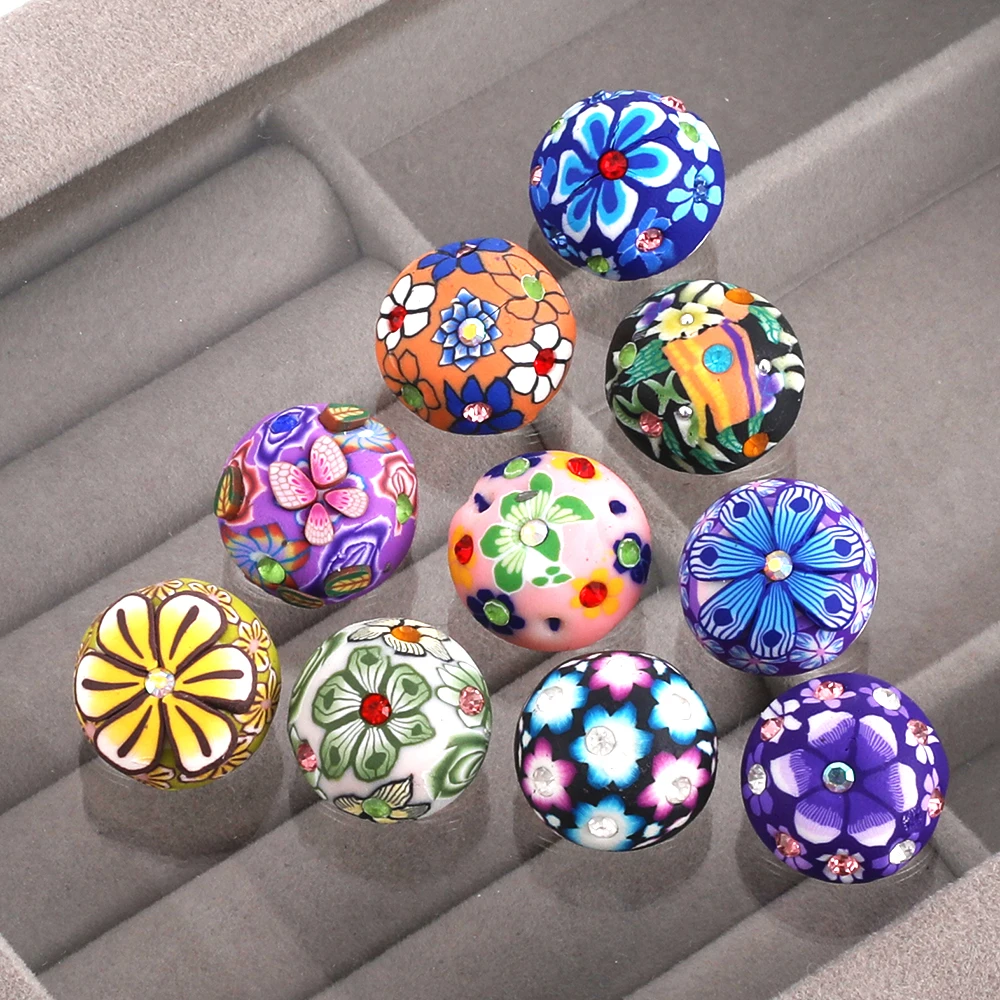 

2023 New 10pcs/lot Snap Button Jewelry Mixed Style Ginger Resin Flower 18mm Snap Buttons Fit Snap Bracelet Bangles Jewelry