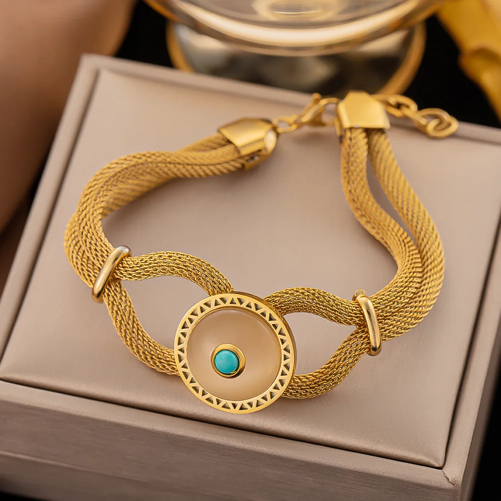 

SITA 316L Stainless Steel Charm Woven Chain Buckle Knotted Wrap Snake Bone Chain Bracelet For Women Fashion Jewelry Party Gifts