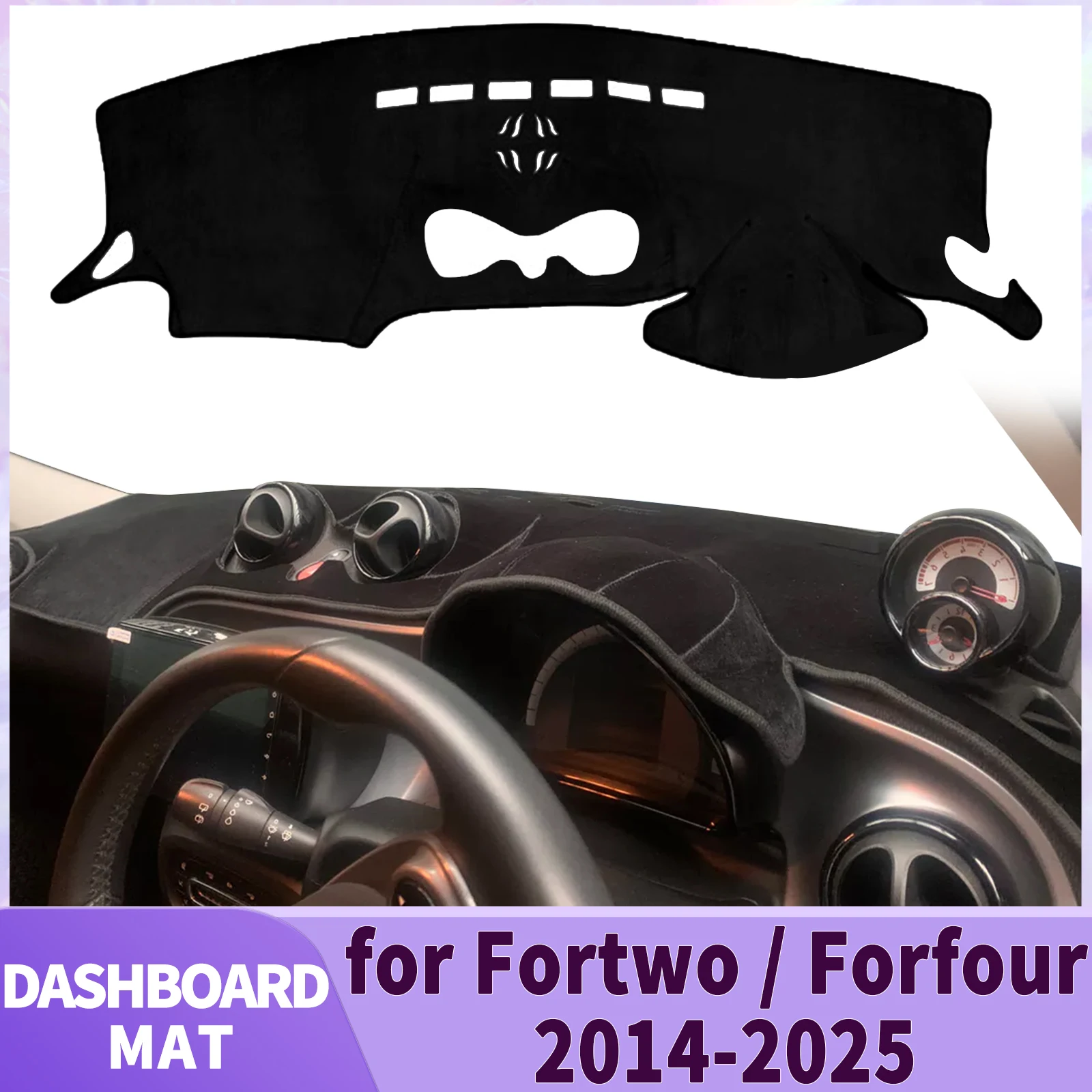 Фото Коврик-накладка на приборную панель для Smart Fortwo Forfour 2014-2025 III, защитный кожаный коврик-накидка от солнца, аксессуары №2