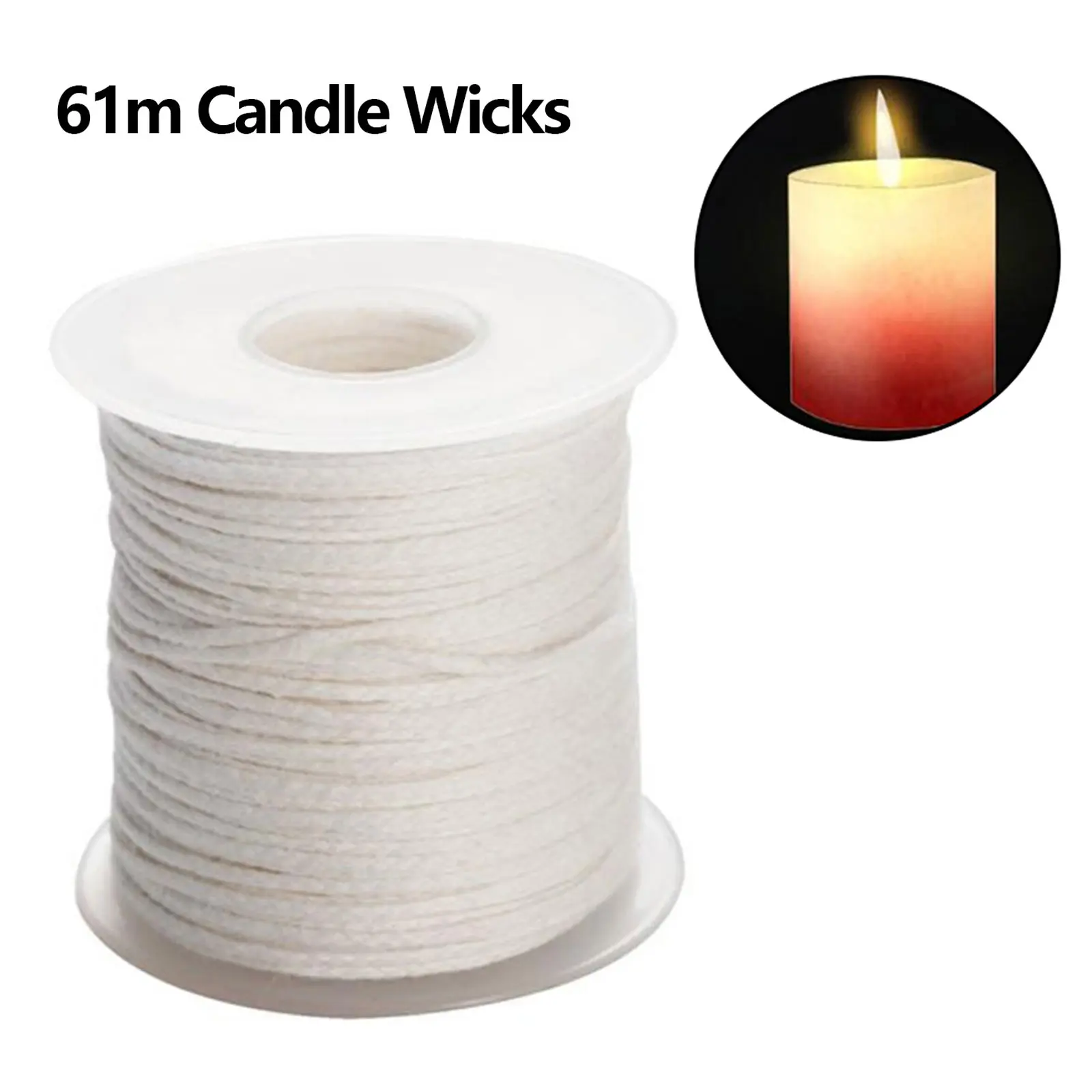 1 Roll 61m/200ft Degreasing Cotton Candle Wick Core for Christmas Soy Paraffin Beeswax Candle DIY Making