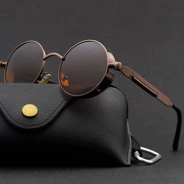 Steampunk Round Frame Sunglasses For Men Women Fashion Trend Retro Design Male Female Driving Metal UV400 Sun Glasses Eyeglasses 1