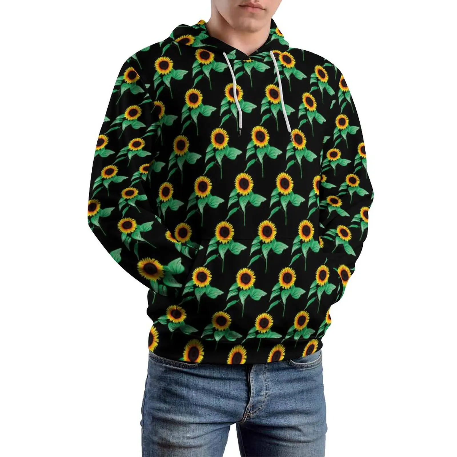

Art Sunflower Loose Hoodies Nature Floral Print Casual Hoodie Men Long Sleeve Funny Design Hooded Sweatshirts Plus Size 4XL 5XL