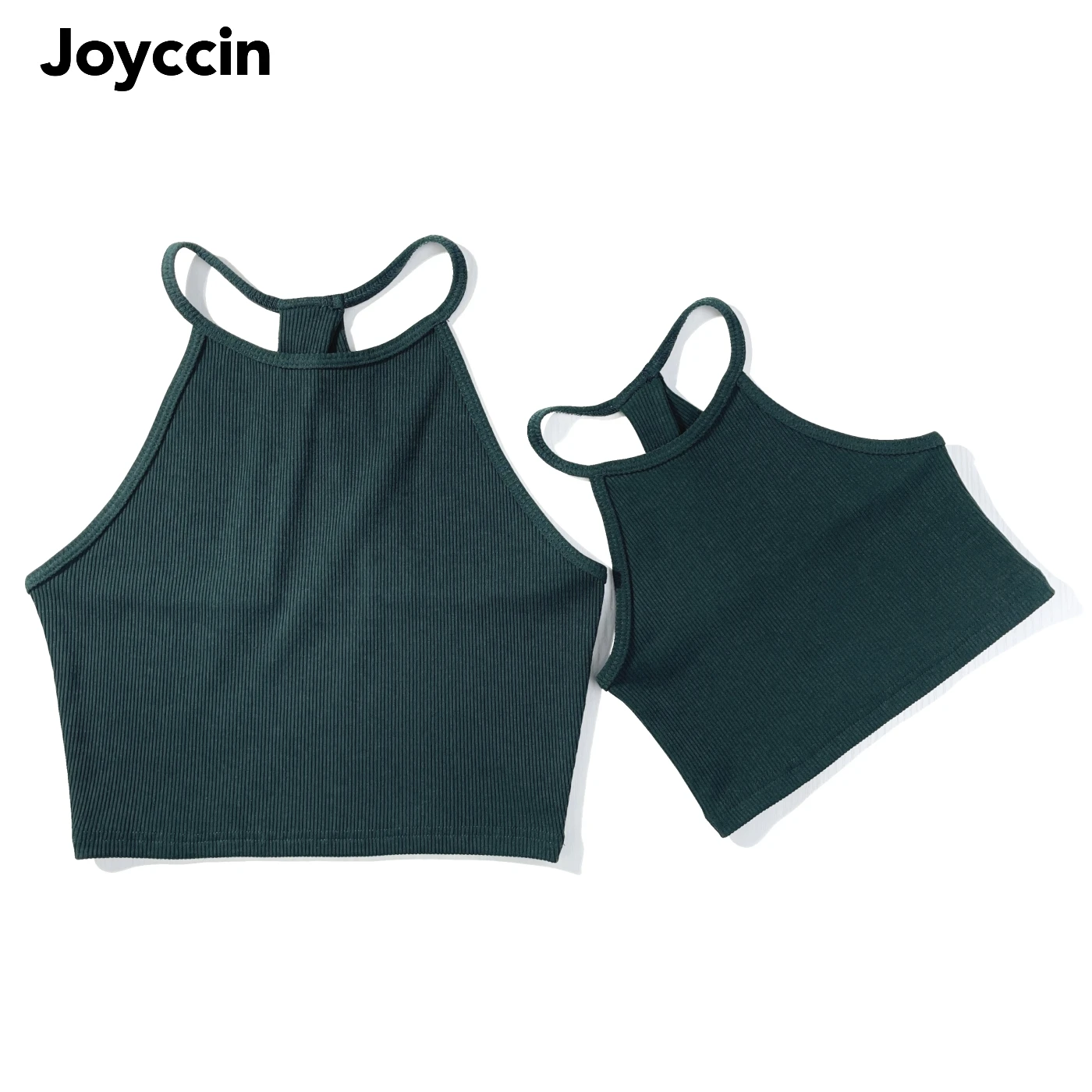 Joyccin Ribbed Backless Bra Camisole Mother Daughter Crop Tank Trendy Singlet Top Halter Collar Sleeveless Sexy Casual Yoga Vest