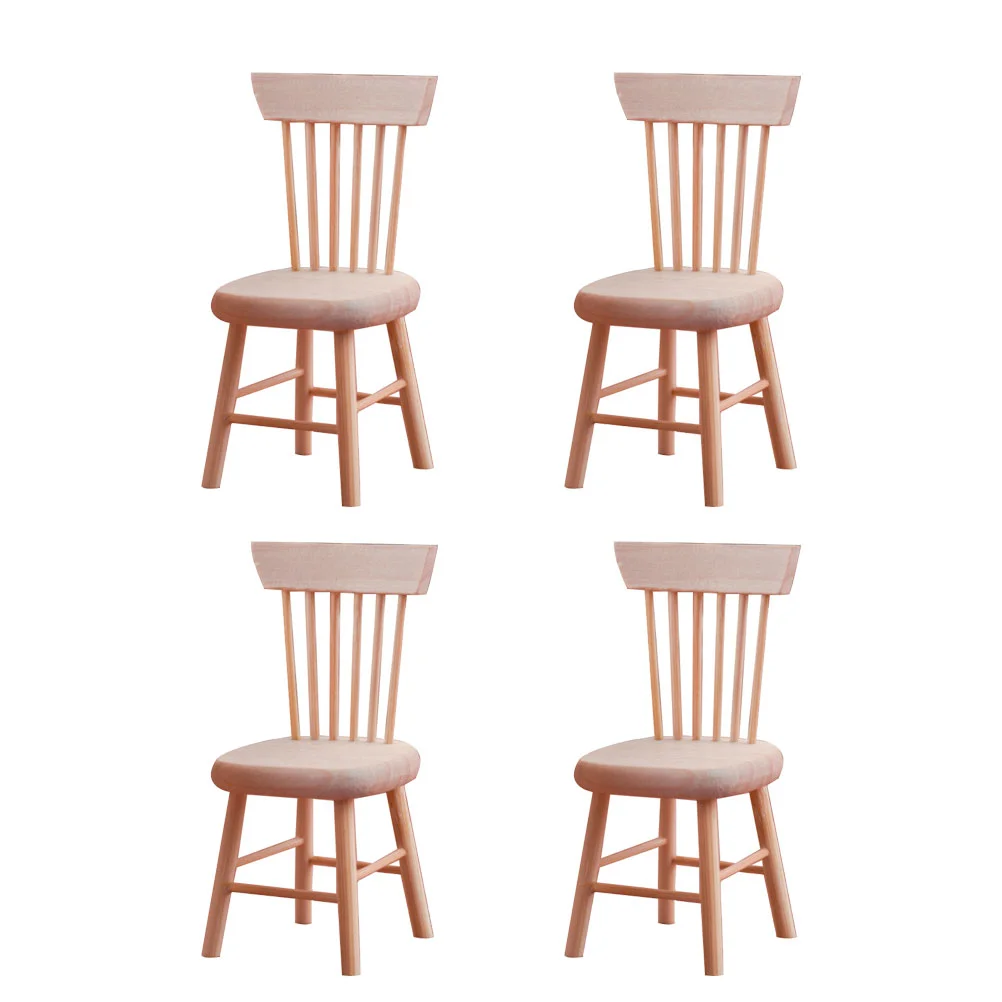 

4 Pcs Simulated Chair Toys Artificial Micro Decors Photograph Layout Props Wooden Ornaments for Doll House Micro World Supplies