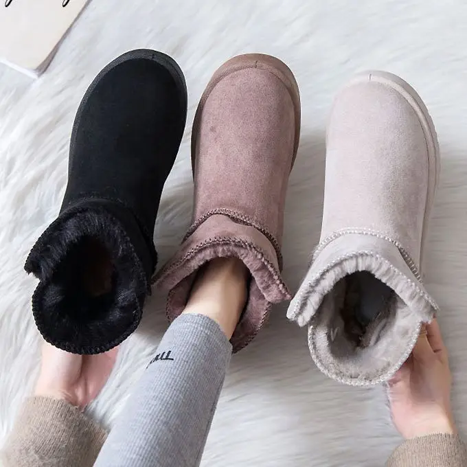 

2023 Sheepskin Wool Comprehensive Anti-skid Snow Boots Women's Mini Short Boots Warm Winter Thickened Women's Shoes Botas Mujer