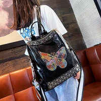 genuine leather backpack women luxury brand rhinestone butterfly ita bag pack large capacity mochila travel school bags