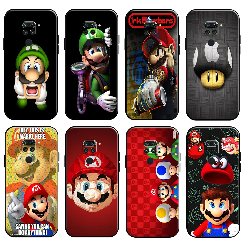 

Cute Super Mario Bros For Xiaomi Redmi Note 9 5G 9 Pro 9T Phone Case Soft Back Carcasa Funda Black Silicone Cover