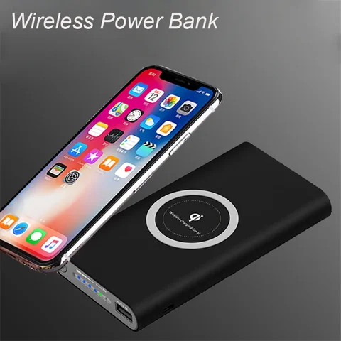 Портативный внешний аккумулятор Power Bank 20000 мАч Qi, беспроводное зарядное устройство PowerBank для iPhone X 8 Plus Samsung S10 S9 S8 Poverbank