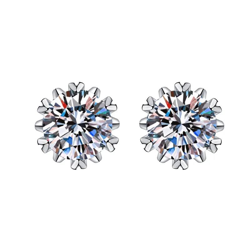 

Creative inlaid zircon snowflake earrings simple niche 1 carat girls earrings accessories