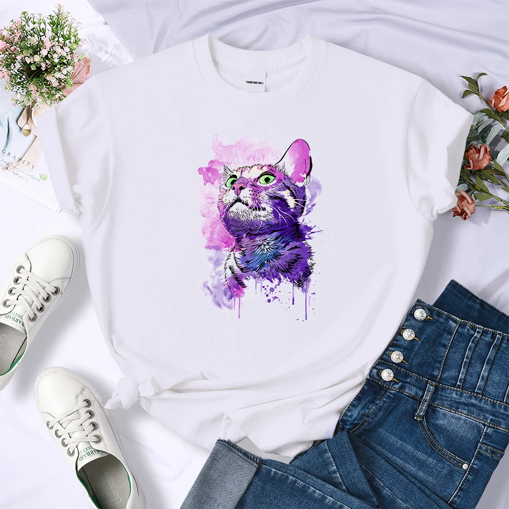 

Transparent Color Cat Y2K T-Shirt Street Breathable Short Sleeves Fashion Casual Tee Clothing Summer Cool Comfortable Tshirts
