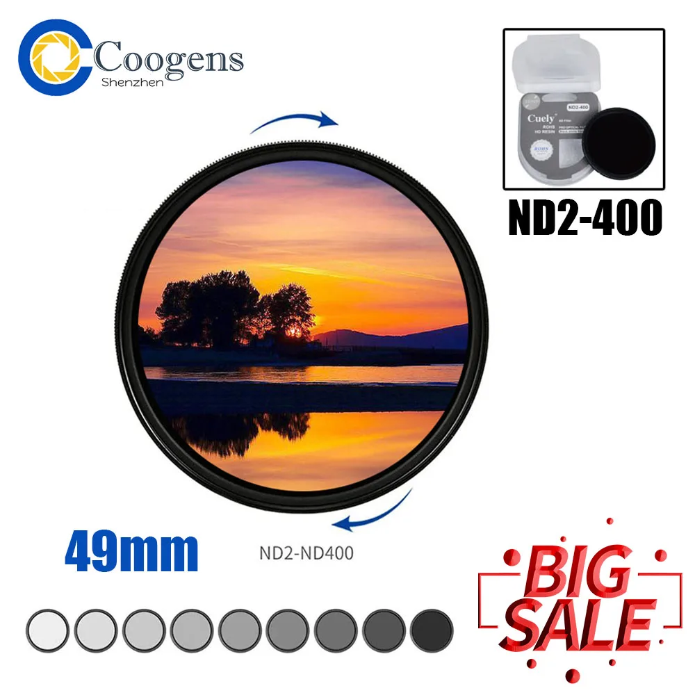 

49 49mm ND2-400 Neutral Density Fader Variable ND Filter Adjustable for Canon EOS Nikon Pentax Sony Fujifilm Leica NEX-C3 DSLR