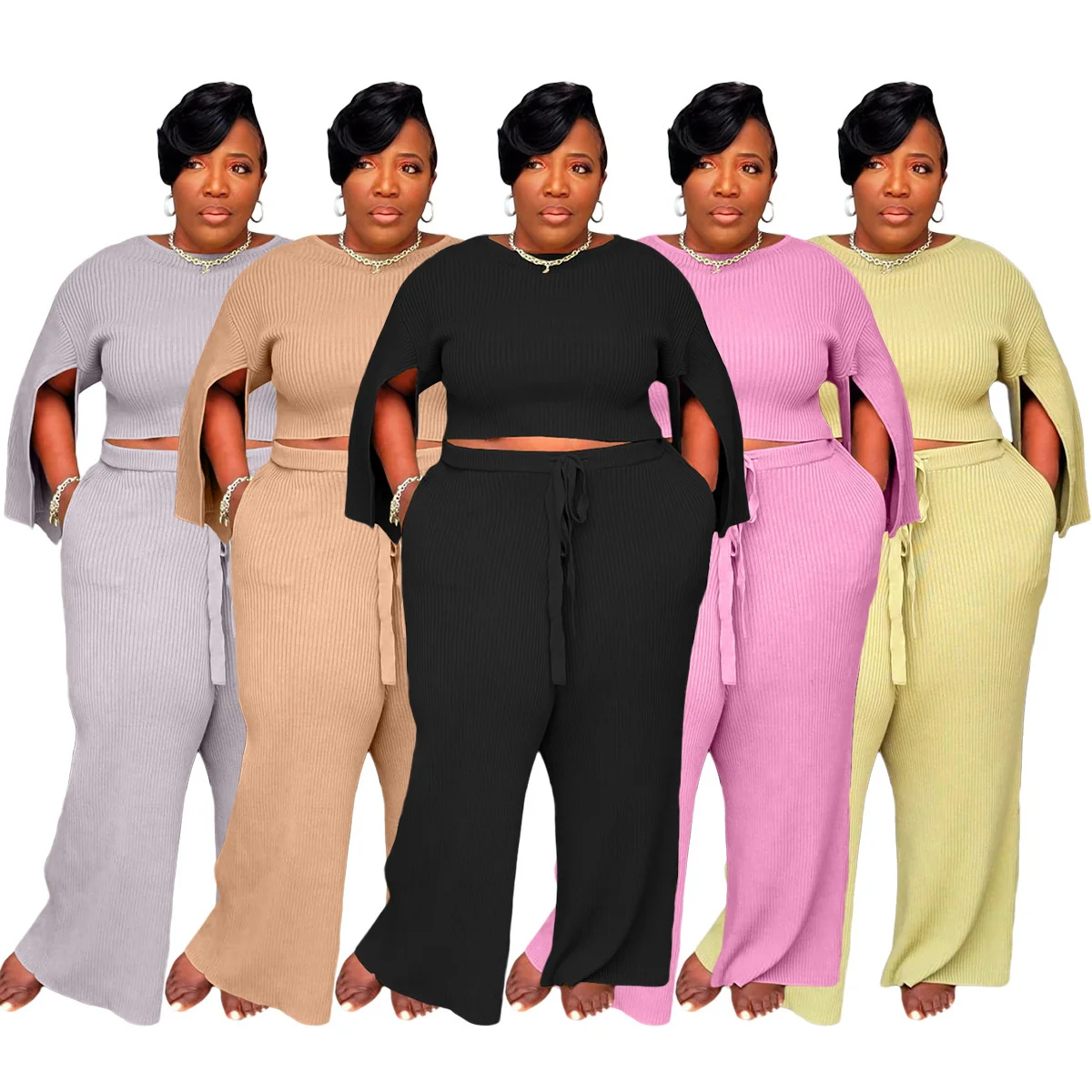 Plus Size Fall Set Women Clothing Summer Fashion Casual Half Sleeve Top and Pants Two Piece Set Wholesale 3xl 4xl 5xl 6xl