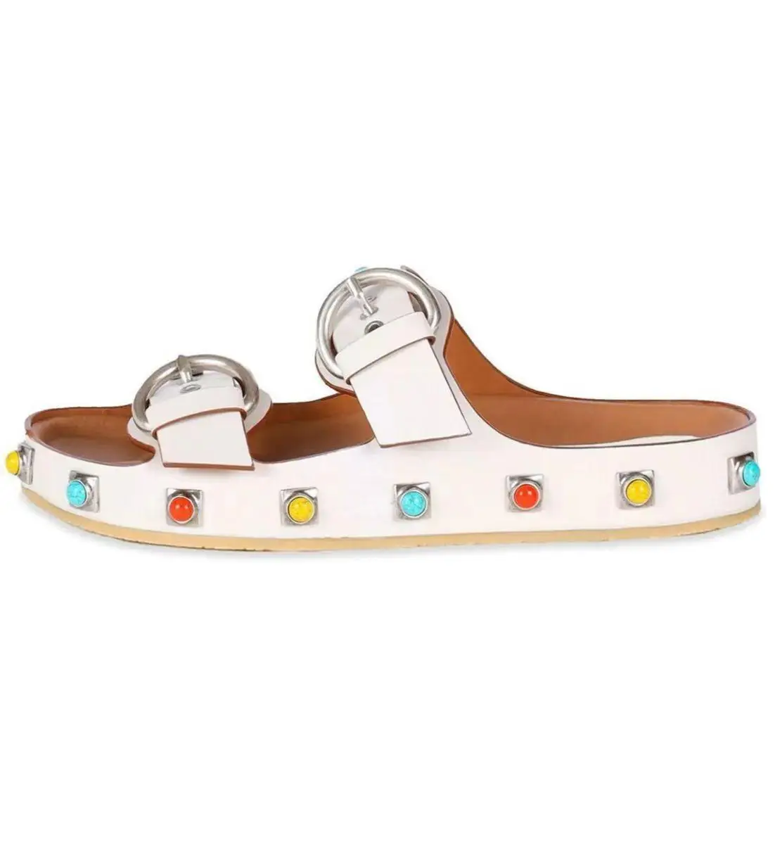 Fashion Studs Buckles Open Toe Flat Shoes Black Rivet Sandals Outdoor Female Summer Slingback Slippers Luxury Shoes For Women