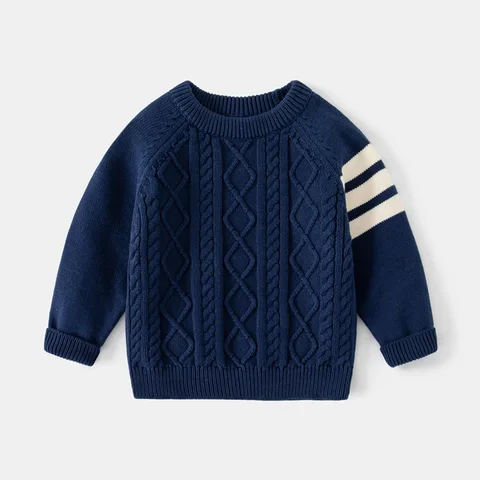 Otoño Invierno Niños Séter Sweaters de punto de manga larga Cuello redondo Séteres de algodón de algodón de estilo coreano para niños niños