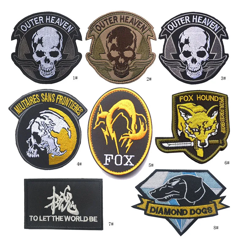 

Peace Walker Badge Metal Gear MGS Outer Heaven Embroidered Hook and Loop Armband Fight for The Freedom Skull Tactical Badge