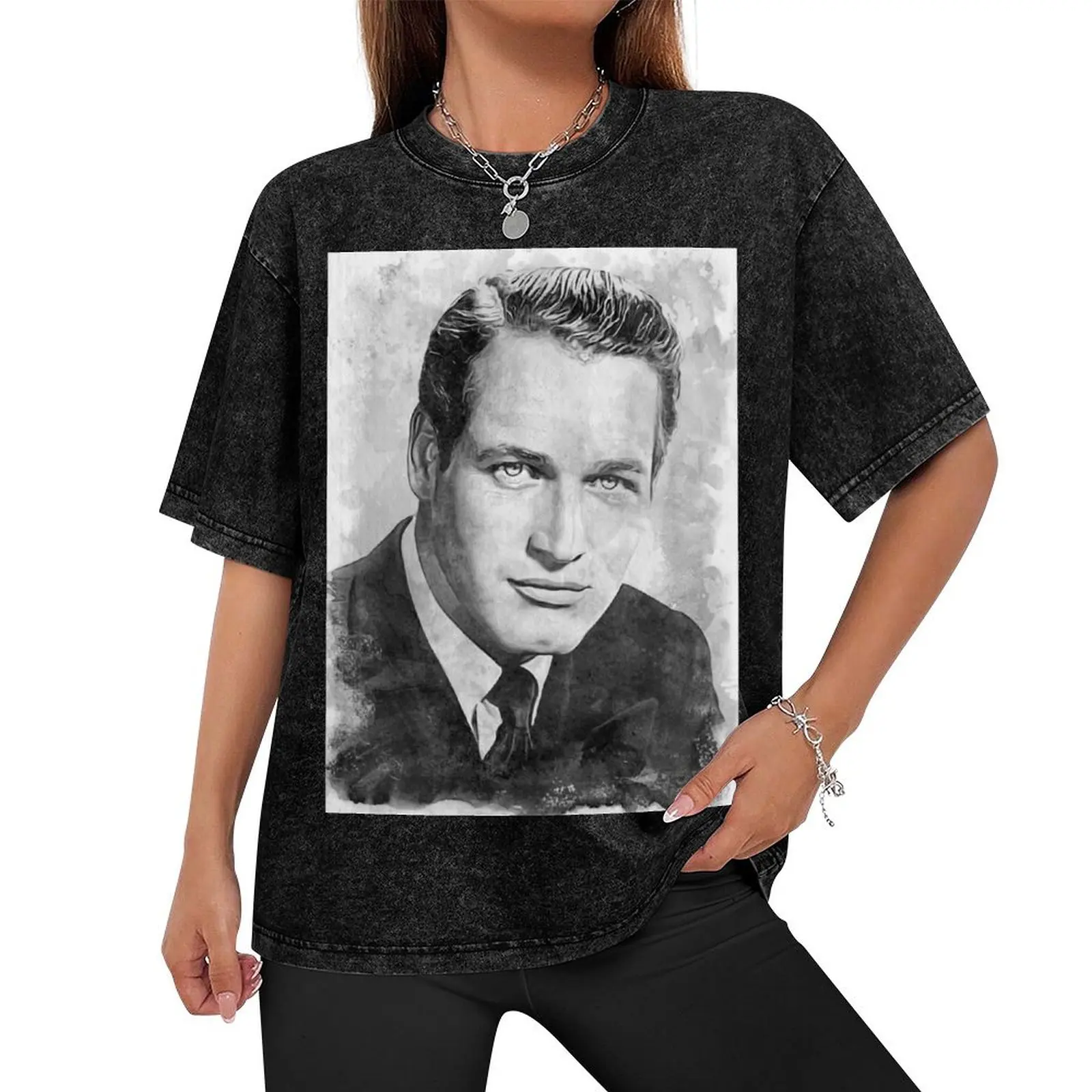 Paul Newman Art - акварель bw футболка D42 летняя рубашка Луотекс набор мужских футболок с