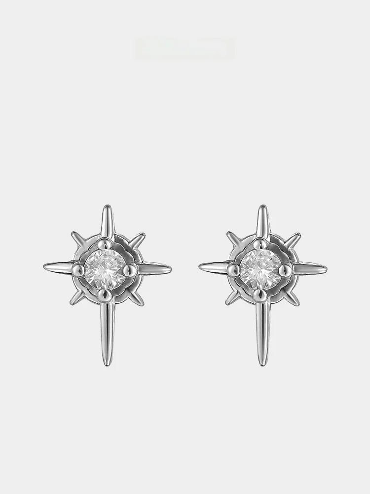 Voyage Eight Awn Star Light Luxury Zircon Stud Earrings Small Women Men's Design Sense Advanced Fashion Man Ea...